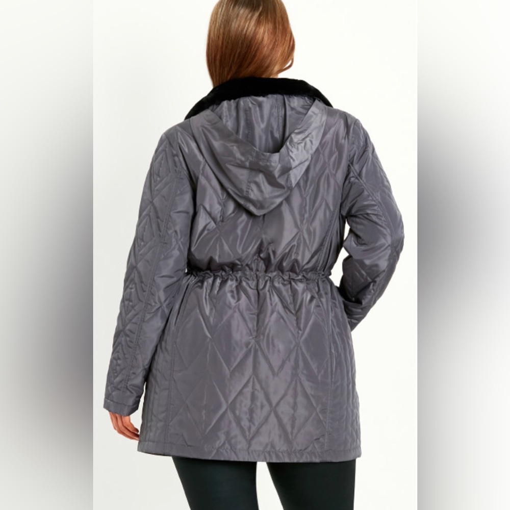 EVANS by Avenue
Faux Fur Collar Padded Coat - grey - Picture 4 of 5